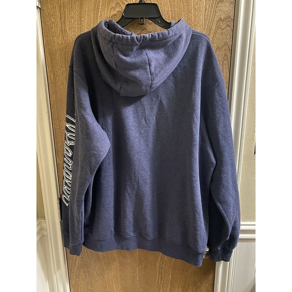 WRANGLER MEN'S LOGO SLEEVE HOODED SWEATSHIRT SCRIPT WRITING SIZE XL NAVY - Picture 7 of 11